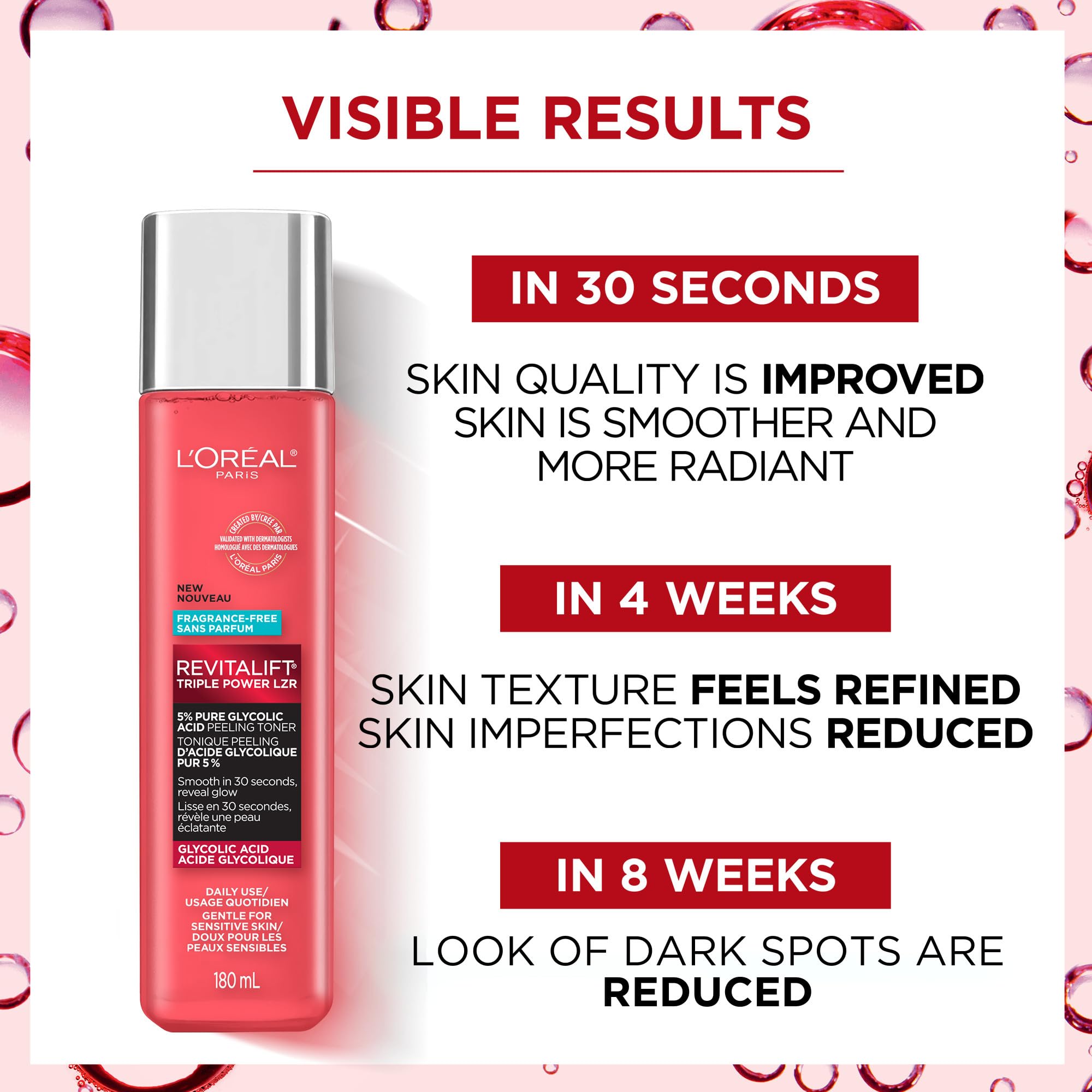 Applying Revitalift toner to face with pad for refreshed skin