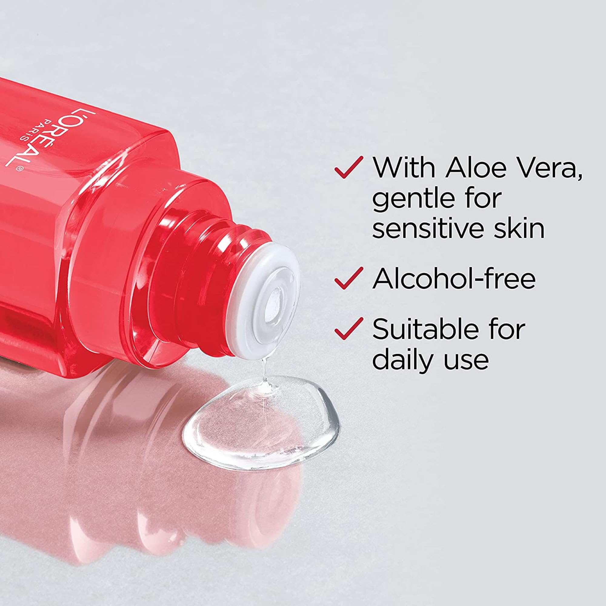Dermatologist-tested badge on Revitalift toner packaging