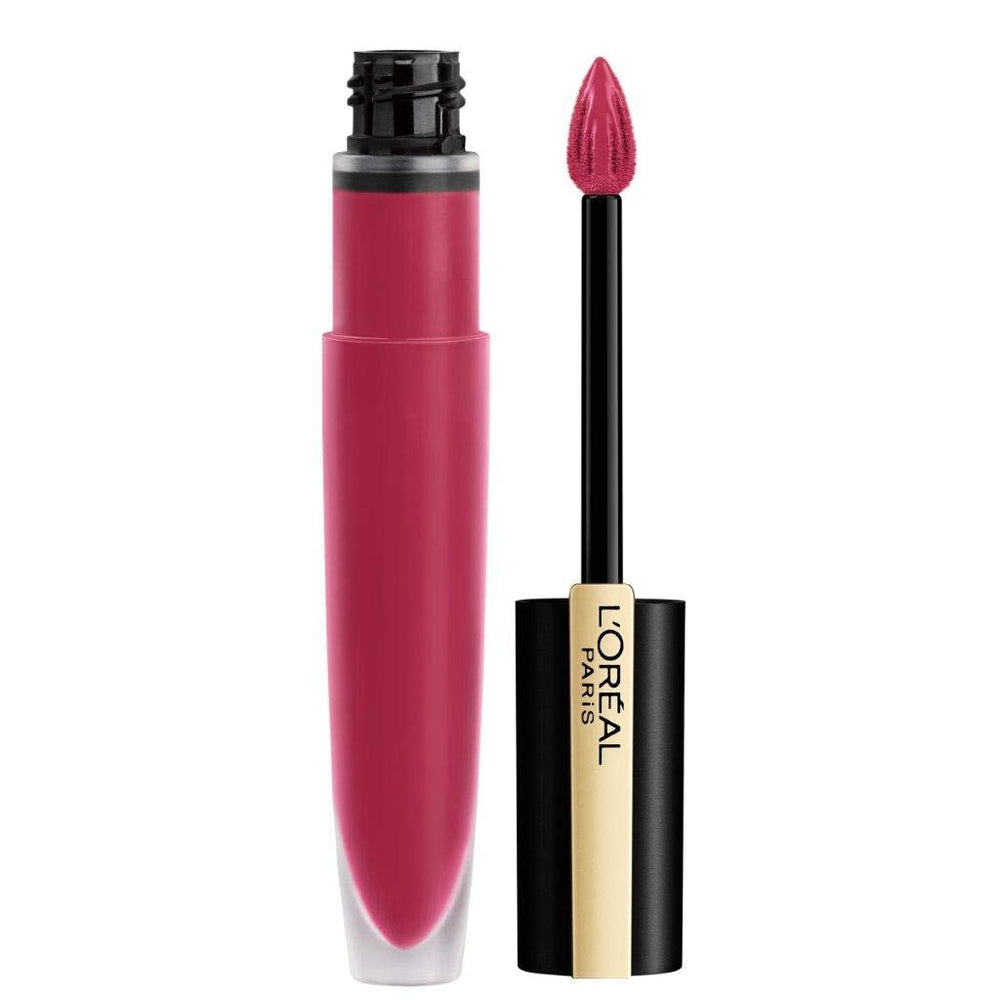 L’Oréal Paris Rouge Signature Matte Lip Stain Desired swatches show bold color options.