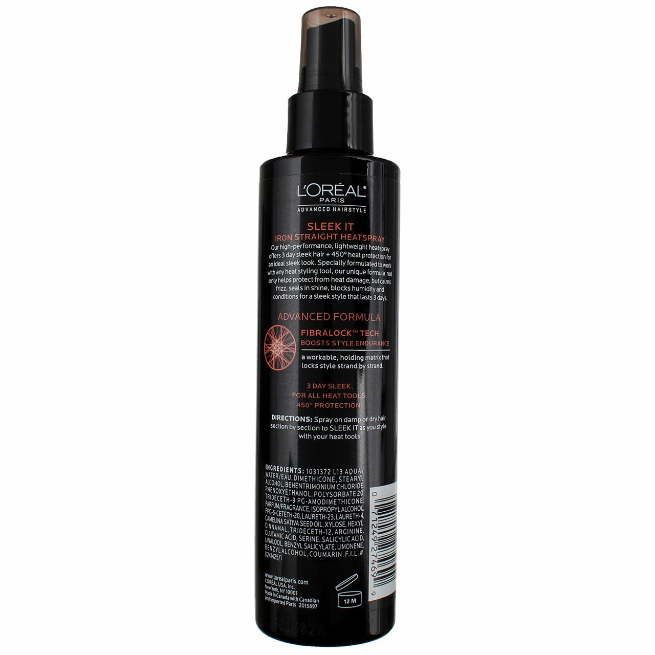 L'Oreal Paris Sleek It Iron Heatspray sleek hair finish after heat styling with humidity resistance