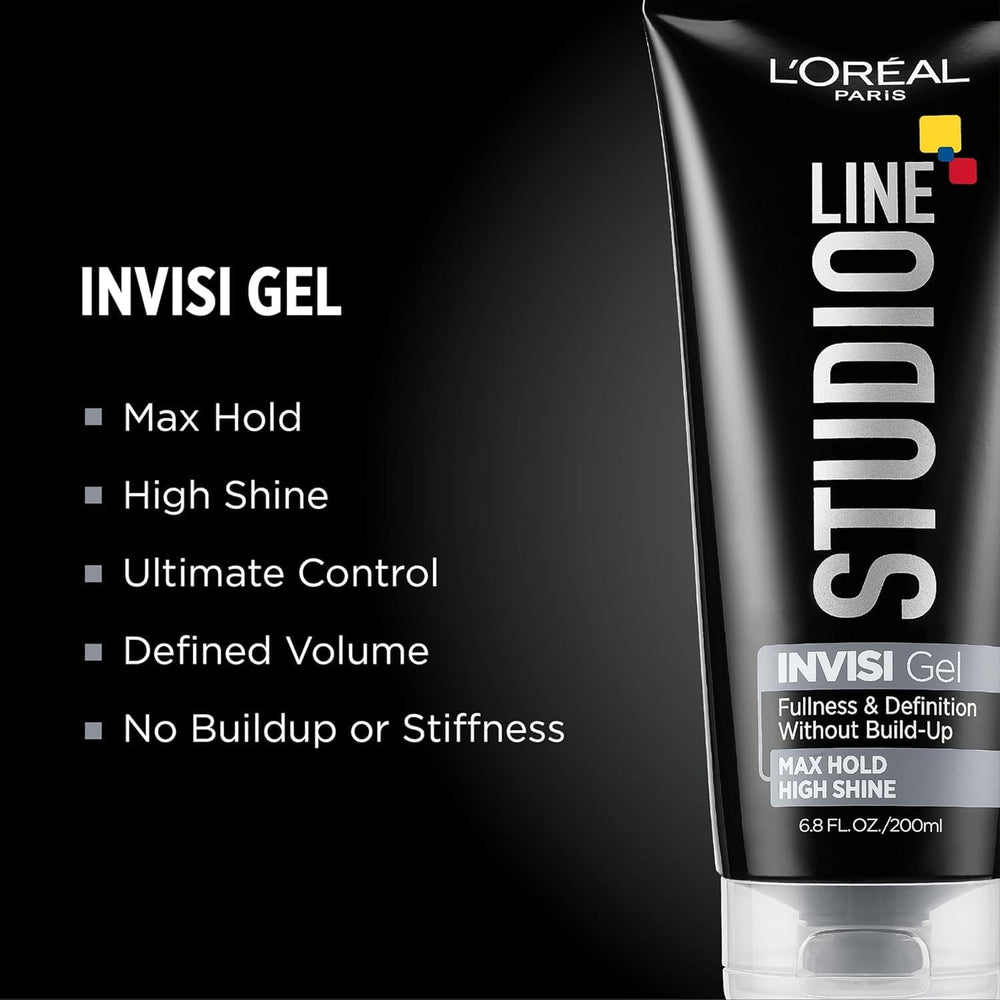 L'Oreal Paris Studio Line Invisi Gel on display with styling tools