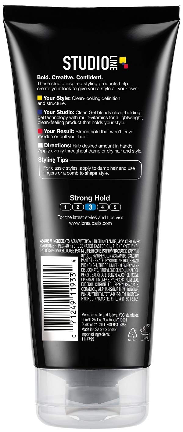 L'Oreal Paris Studio Line Clean Gel highlights defined hair with clean finish