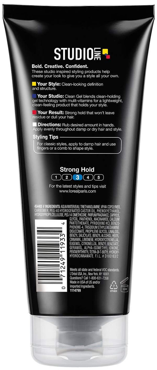 L'Oreal Paris Studio Line Clean Gel highlights defined hair with clean finish