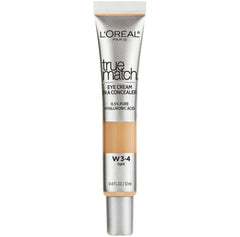 L’Oréal Paris True Match Eye Cream in a Concealer bottle showing hydrating formula for under-eye care.