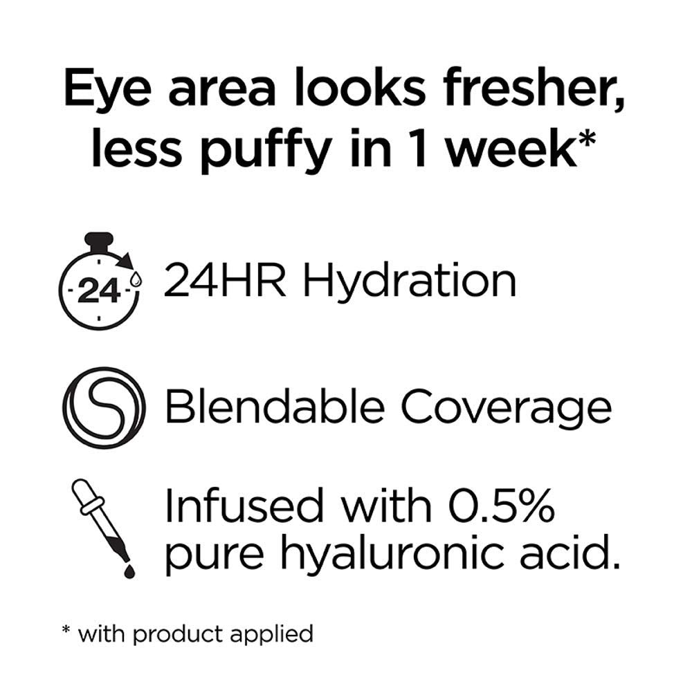 L’Oréal Paris True Match Eye Cream in a Concealer packaging highlights 0.5% hyaluronic acid.