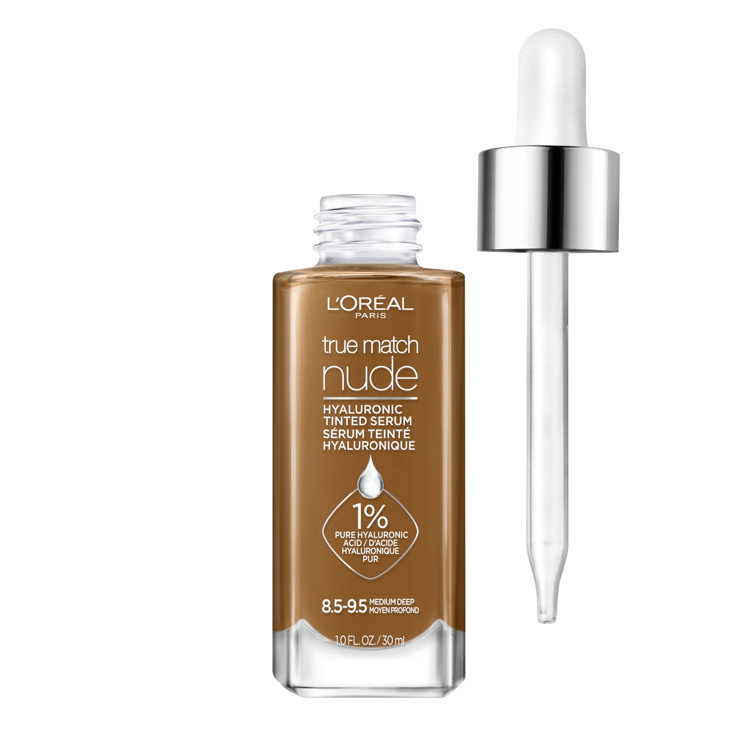 L'Oreal Paris True Match Nude Hyaluronic Serum Foundation bottle with hydrating glow