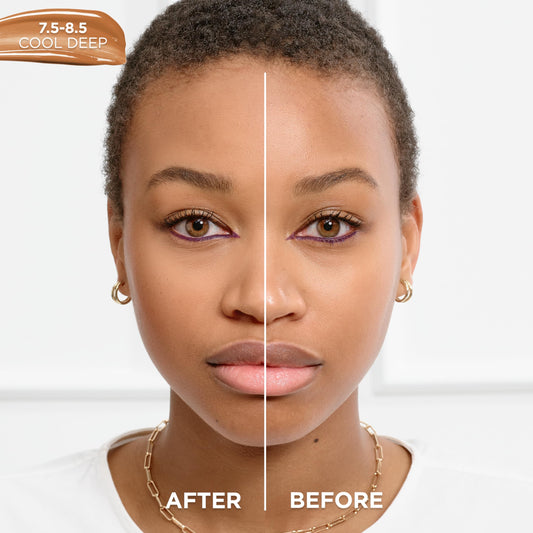 L'Oreal Paris True Match Nude Hyaluronic Serum Foundation swirl on skin demonstrating light coverage.