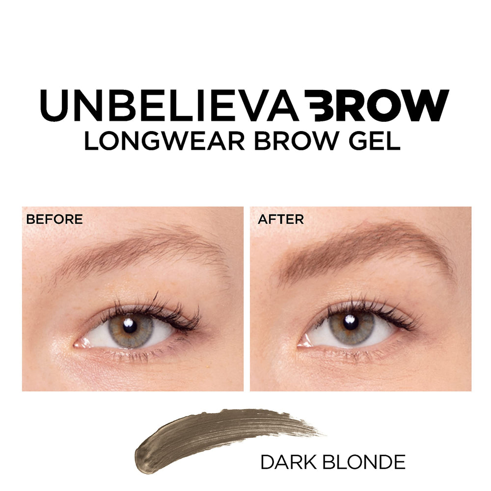 L'Oreal Paris Unbelieva-Brow shade display, including Dark Blonde, for natural results.