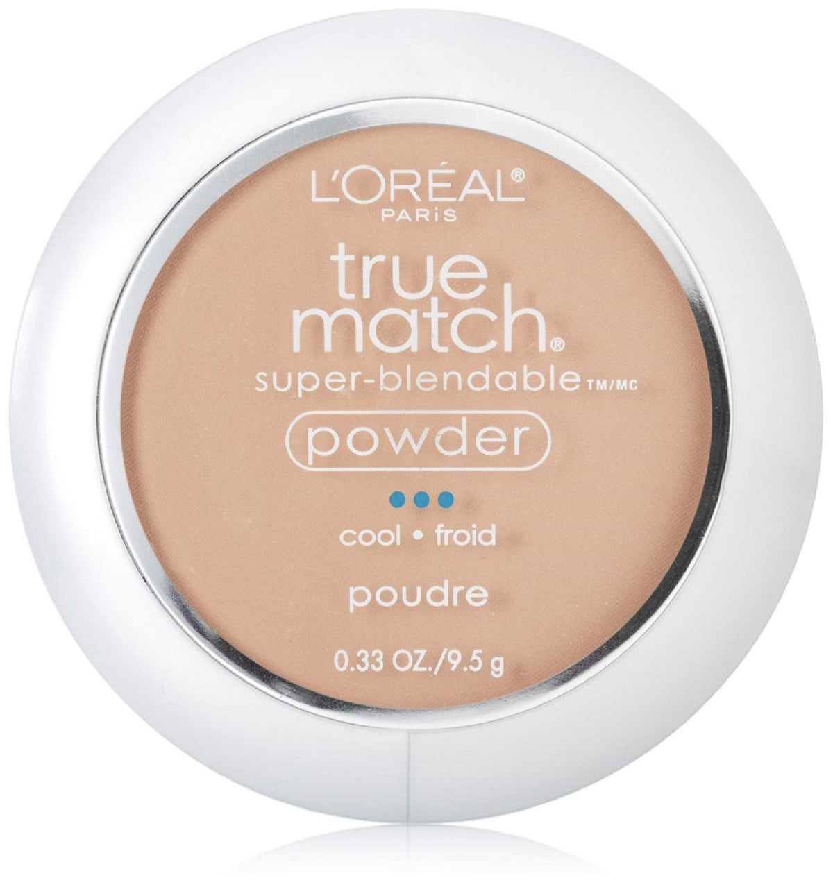 L’Oréal Paris True Match Powder Natural Ivory compact with mirror and applicator for on-the-go touch-ups.