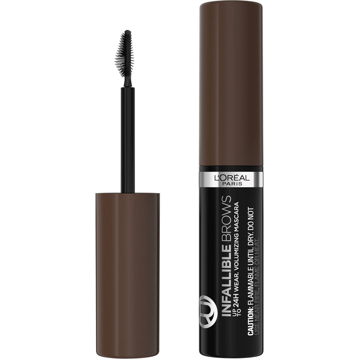 Packaging of L'Oreal Paris Infallible Brow Mascara offers portable, on-the-go convenience.