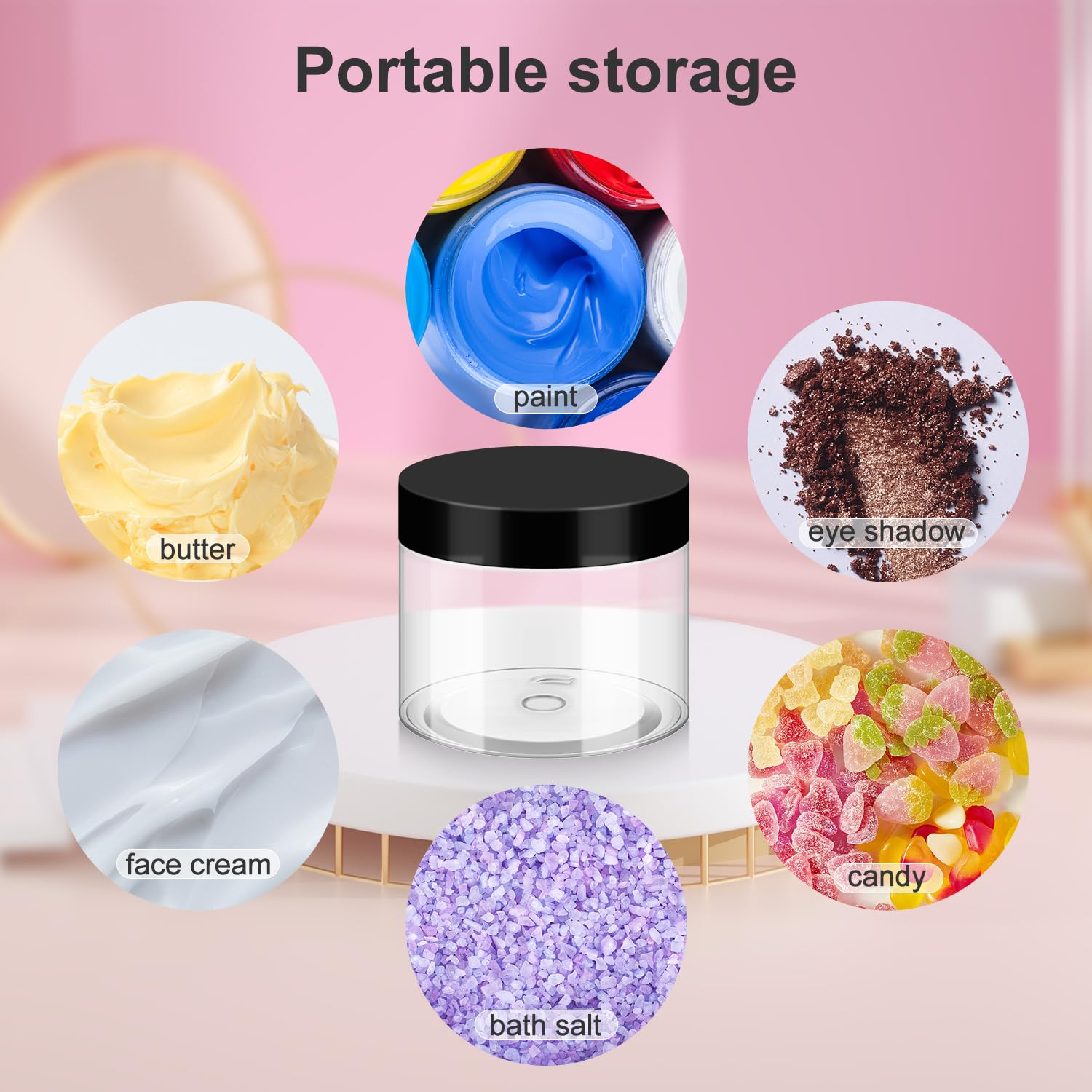 Loretoy 36-pack travel containers for cosmetics and bath salts.