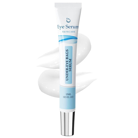 Loreviya under-eye cream bottle closeup shows lightweight texture for daily use.