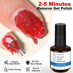 Gel polish remover application showing fast 2–5 minute removal by Louinstic