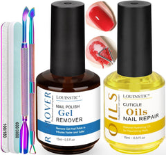 Louinstic gel polish remover kit for fast at-home removal without soaking.