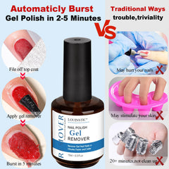 LOUINSTIC at-home manicure setup with remover and tools ready.