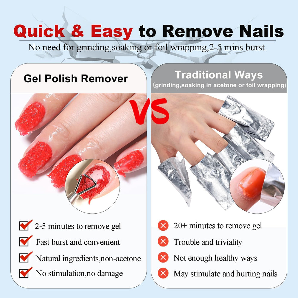 LOUINSTIC remover application being swiped on nail surface for fast removal.