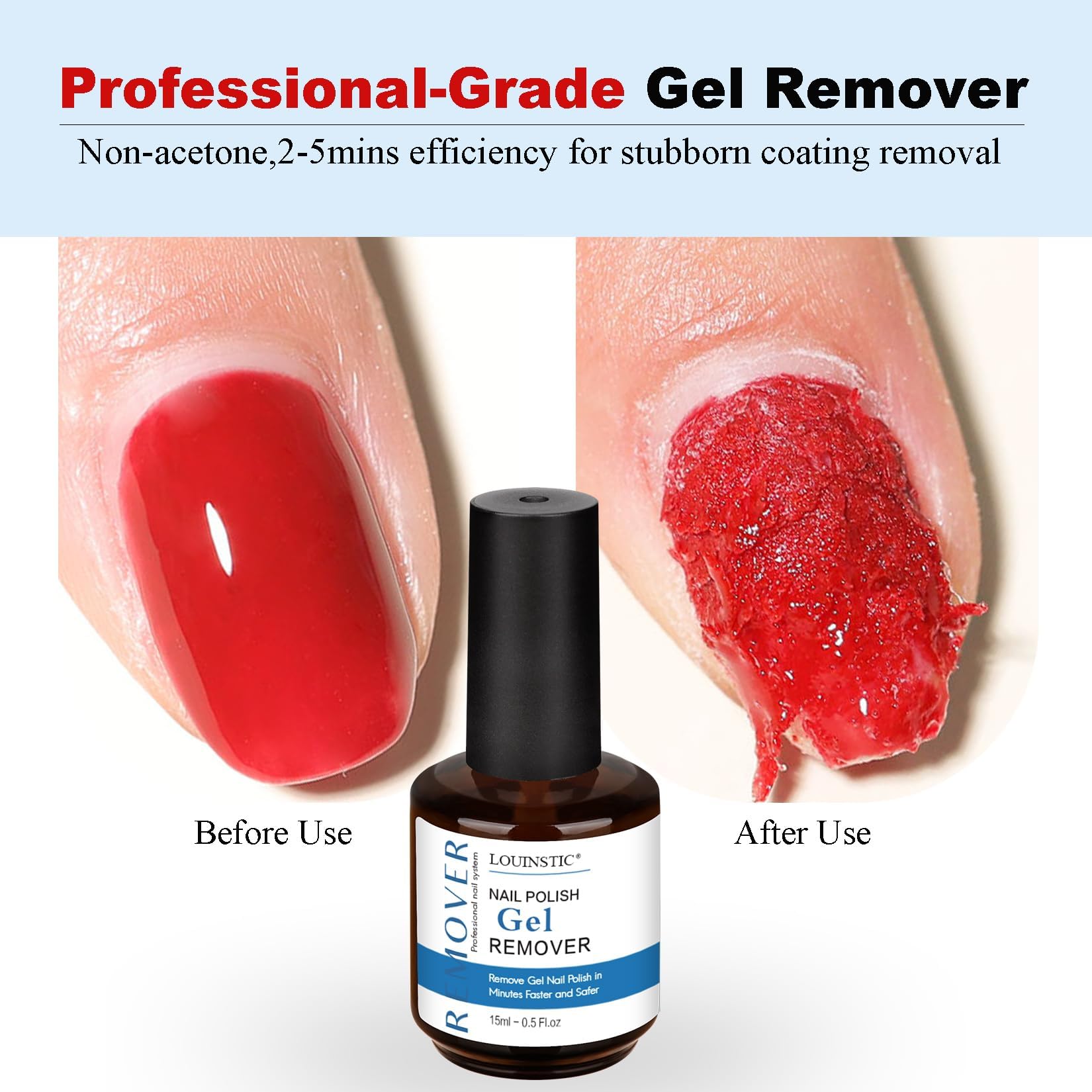 Louinstic-gel-remover-packaging highlights travel-friendly, mess-free solution.