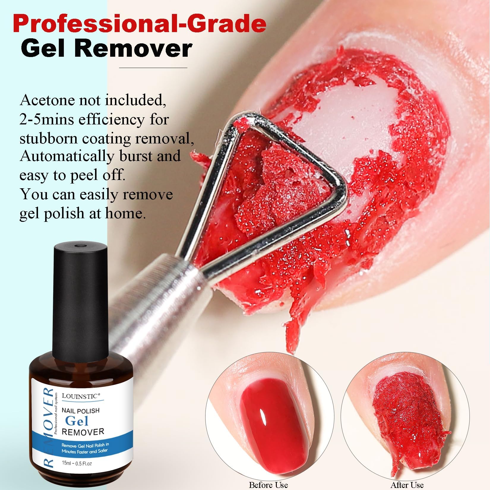 LOUINSTIC latex barrier applied around nails to prevent skin contact.