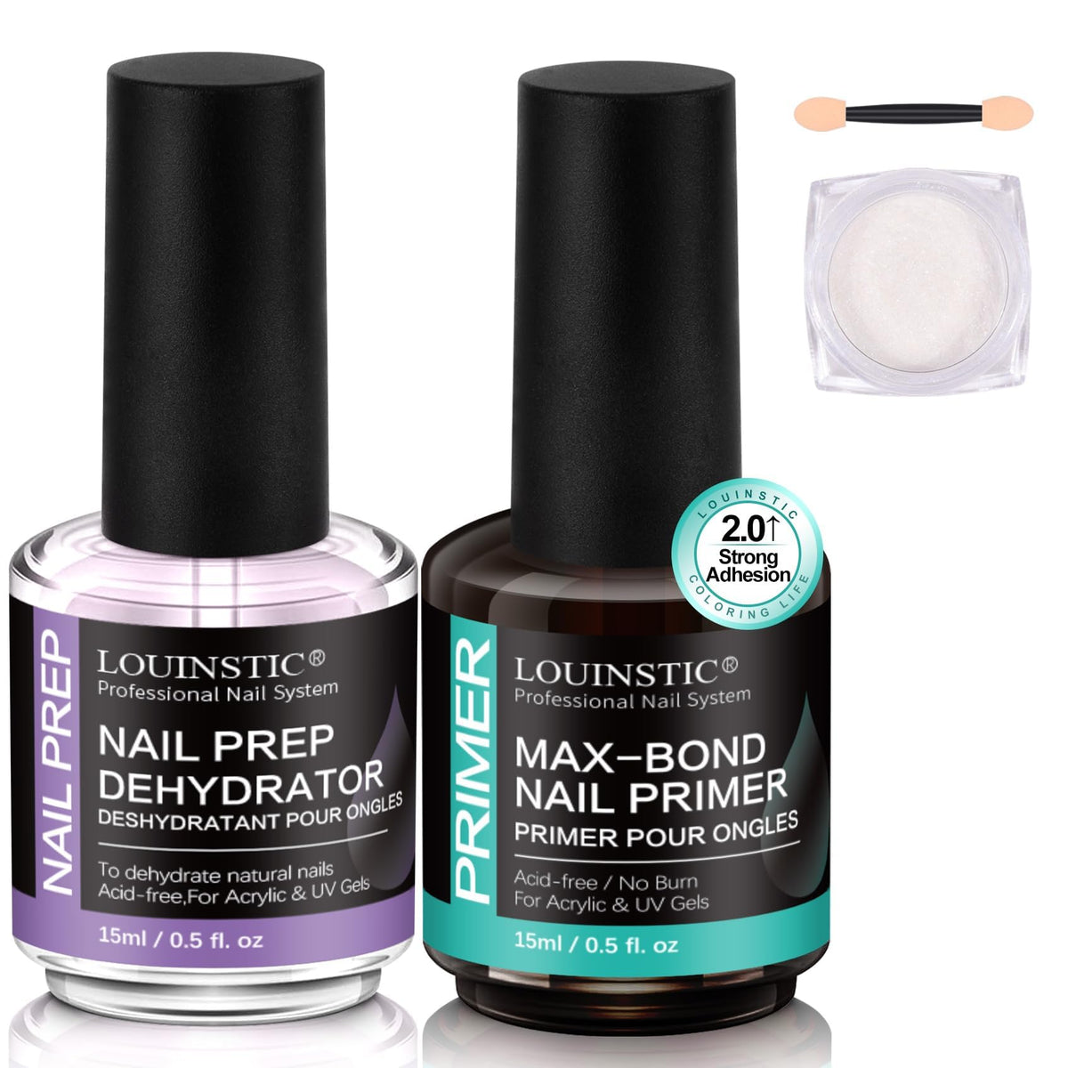 LOUINSTIC nail-dehydrator-primer-set ready for salon-grade adhesion.