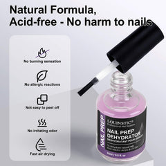 LOUINSTIC works under UV gel, acrylic, and shellac for consistent adhesion.
