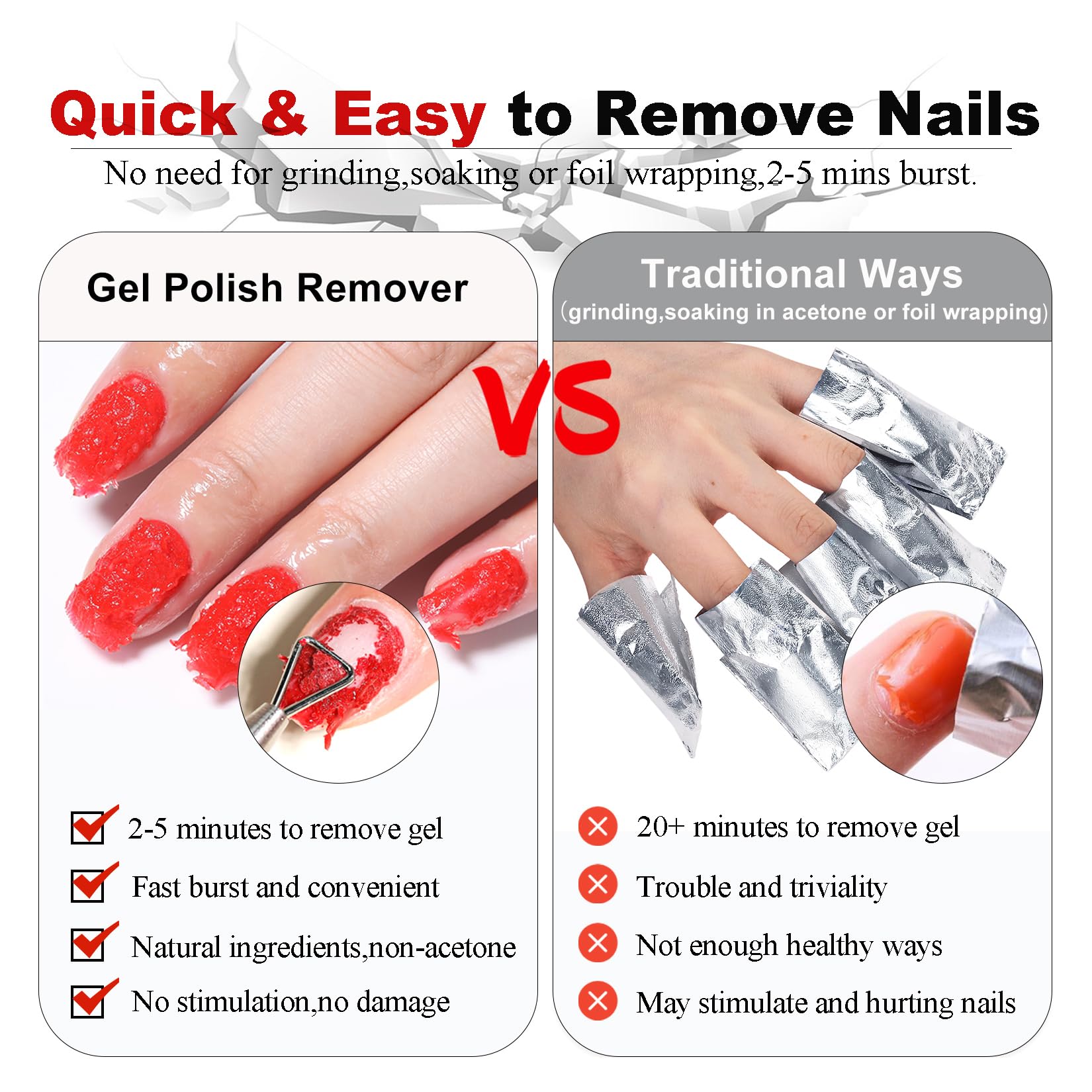 LOUINSTIC quick removal action close-up shows gel lifting
