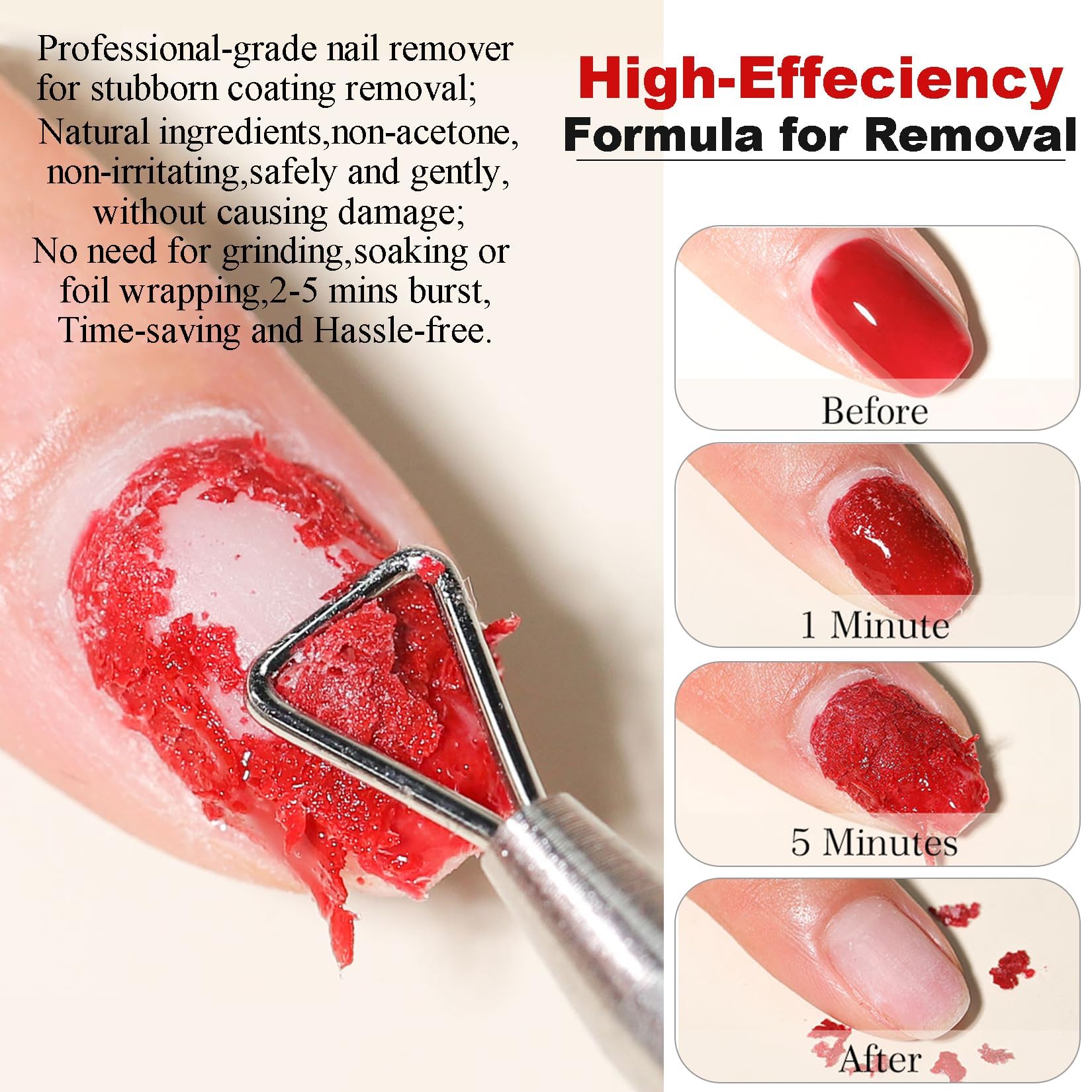 LOUINSTIC wrap-free removal action highlights quick polish lift.