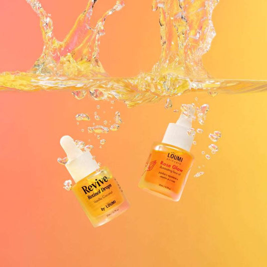 LOUMI Skincare Revive Retinol Drops bottle highlights gentle nightly renewal