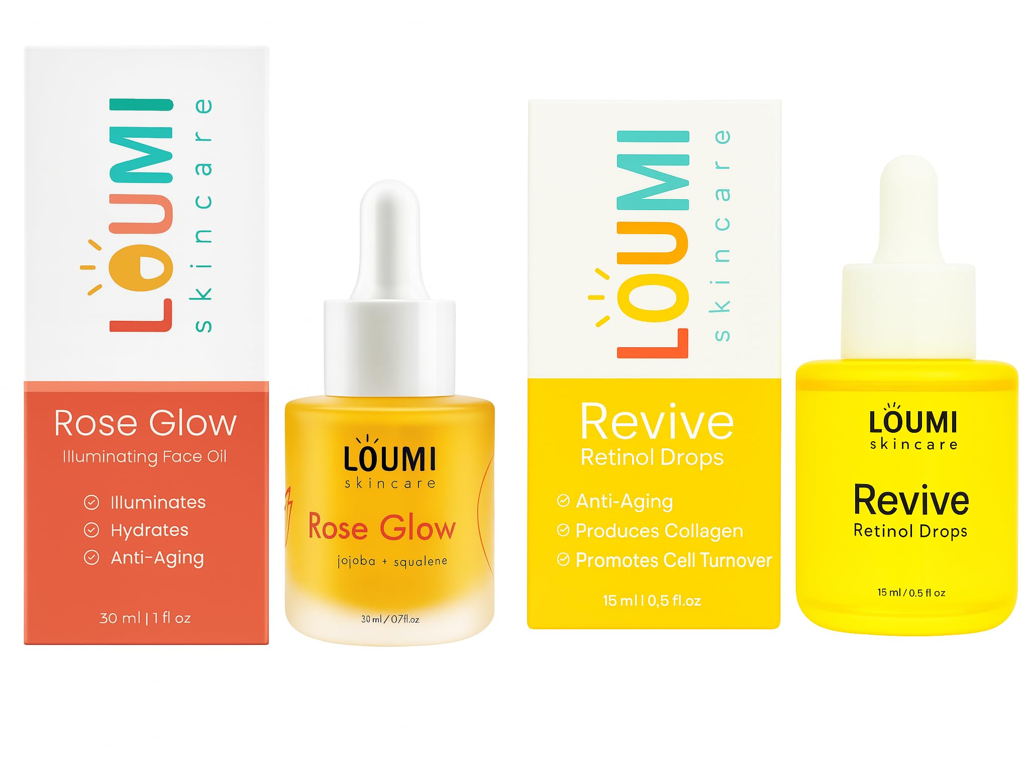 LOUMI Skincare Rose Glow bottle pour shows quick absorbing hydration