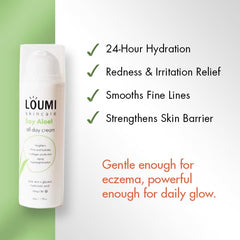 LOUMI Say Aloe All-Day Face Cream supports skin after sun exposure