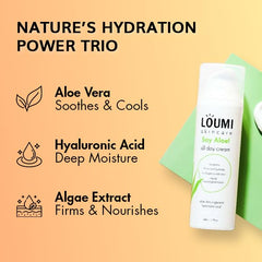 LOUMI Say Aloe All-Day Face Cream helps even skin tone and texture