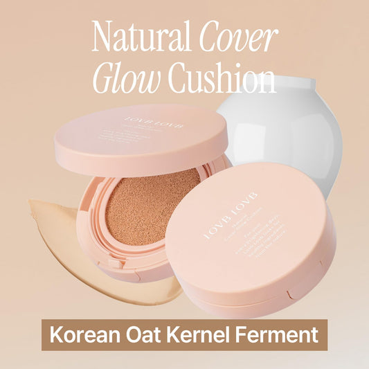 LOVB Natural Cover Glow Cushion porcelain ivory application swatch for radiant coverage.