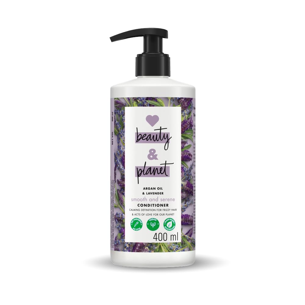 Love Beauty And Planet Argan Oil and Lavender Conditioner bottle front for smoother hair