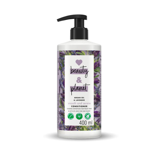 Love Beauty And Planet Argan Oil and Lavender Conditioner bottle front for smoother hair