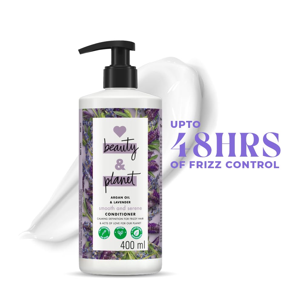 Love Beauty And Planet conditioner pump close-up highlighting eco packaging
