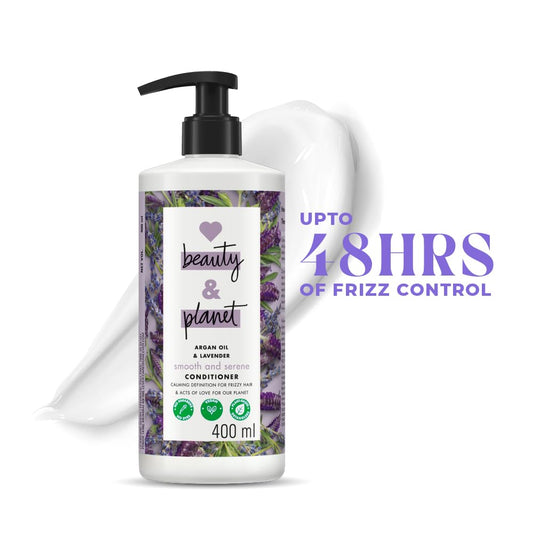 Love Beauty And Planet conditioner pump close-up highlighting eco packaging