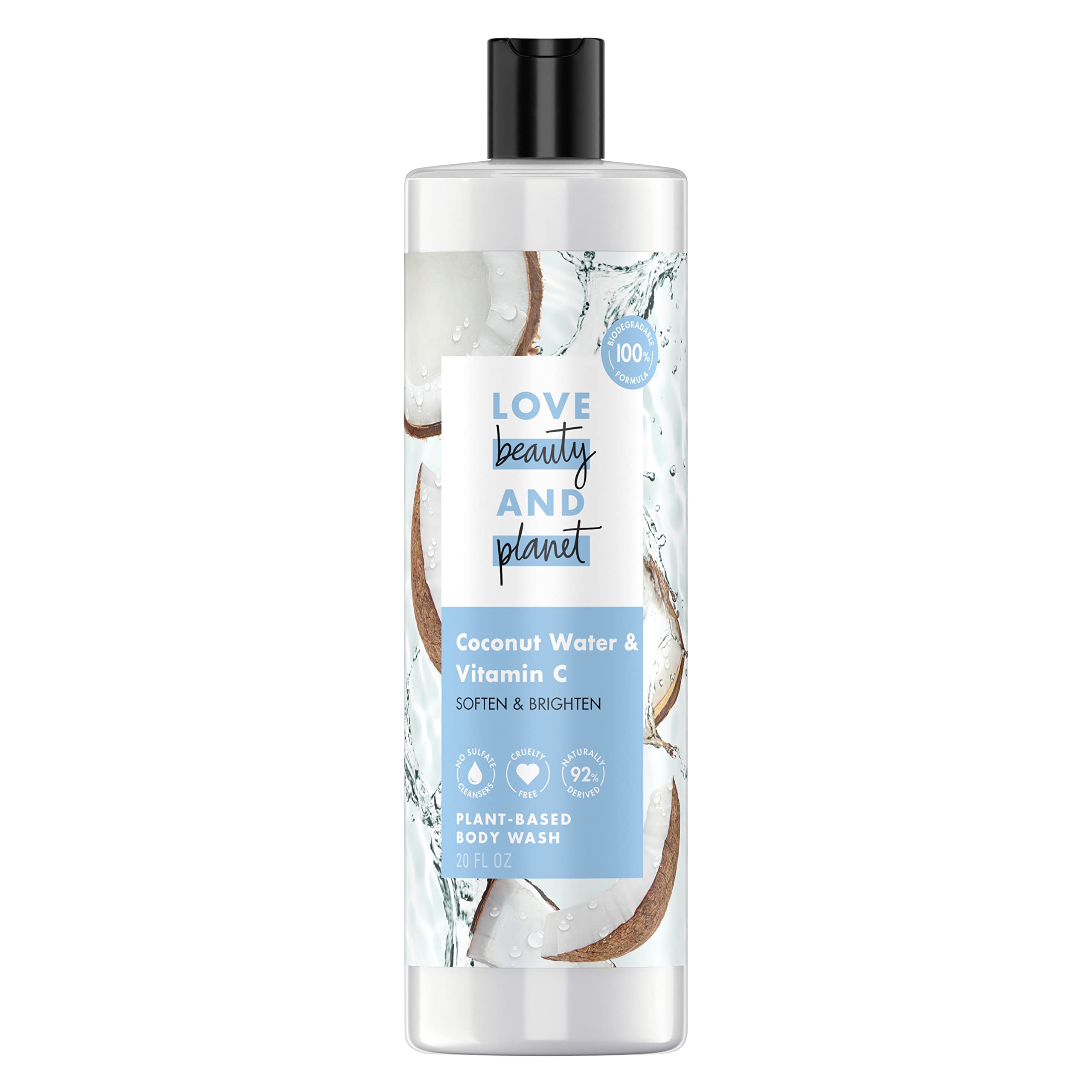 Love Beauty and Planet coconut water bottle pour for daily gentle cleansing.