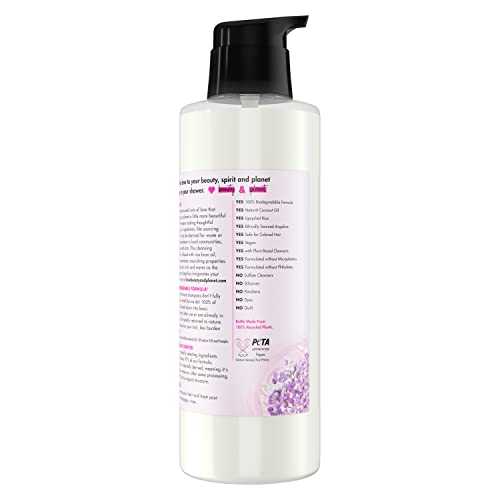 Love Beauty and Planet rice oil bottle closeup highlights nourishing ingredients for hair health.
