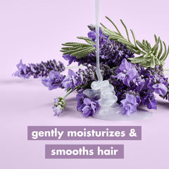 Love Beauty And Planet Smooth and Serene shampoo being poured for a rich, gentle lather.