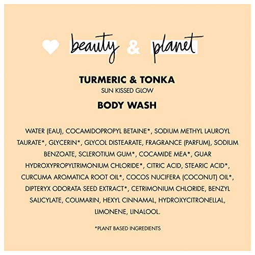 Love Beauty And Planet turmeric-tonka sun-kissed glow vibe after shower.