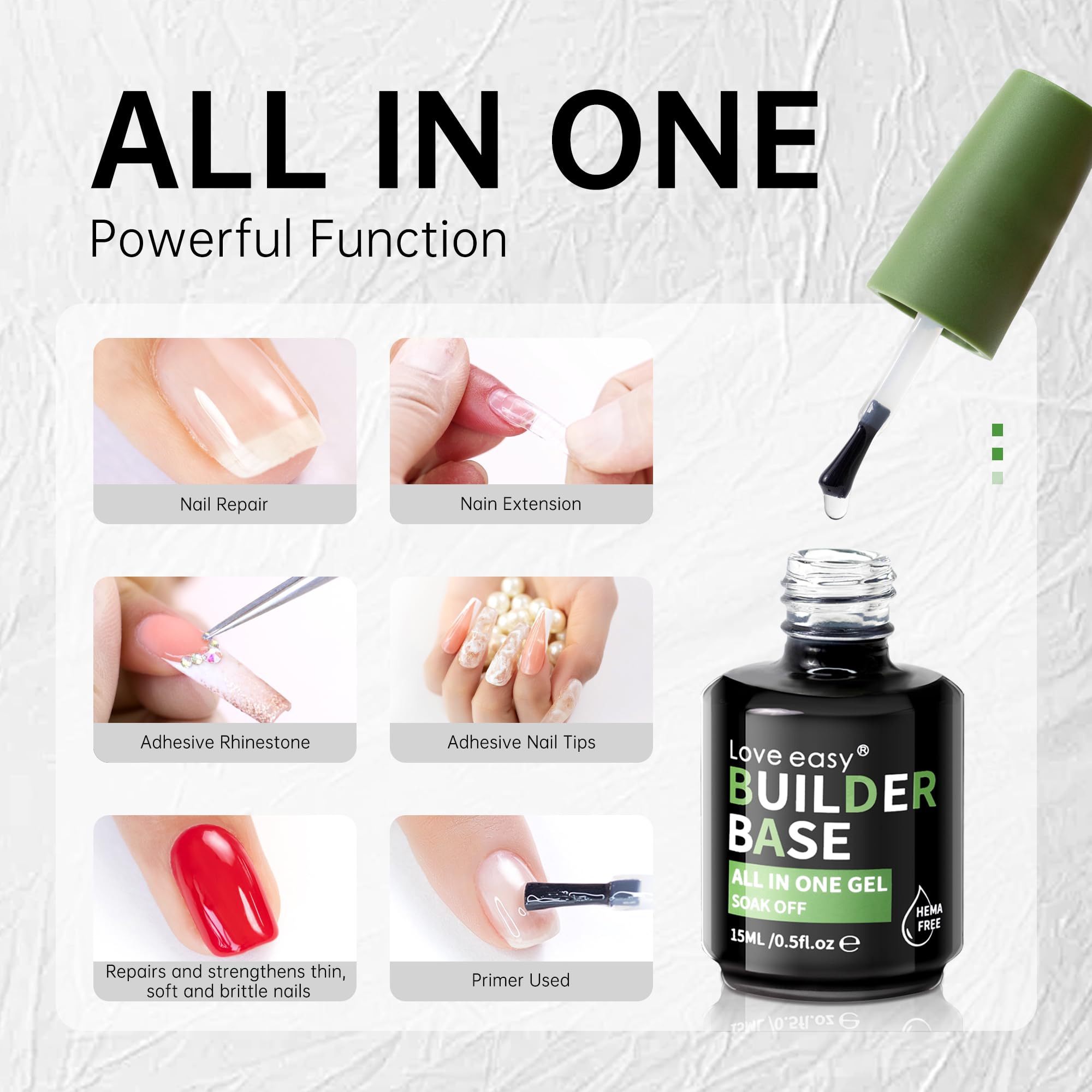 Love Easy Clear Builder Gel nail extension application underway.