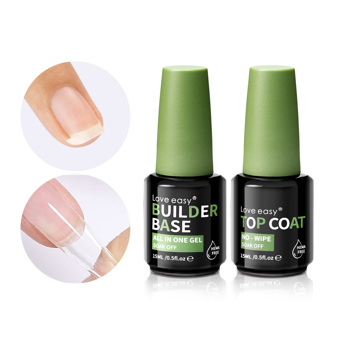Love Easy Hema Free Builder Gel bottle close-up highlighting hypoallergenic formula.