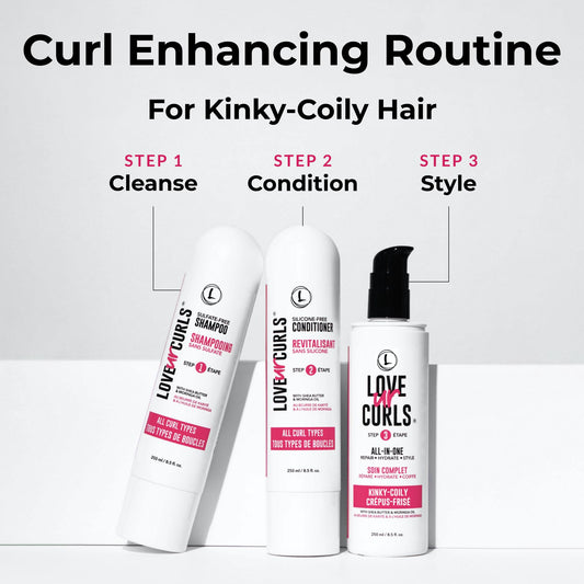 Love Ur Curls conditioner bottle offering detangling for manageable coils