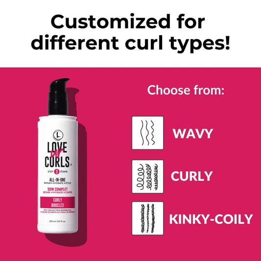 Love Ur Curls conditioner bottle delivering detangling and hydration for easy styling