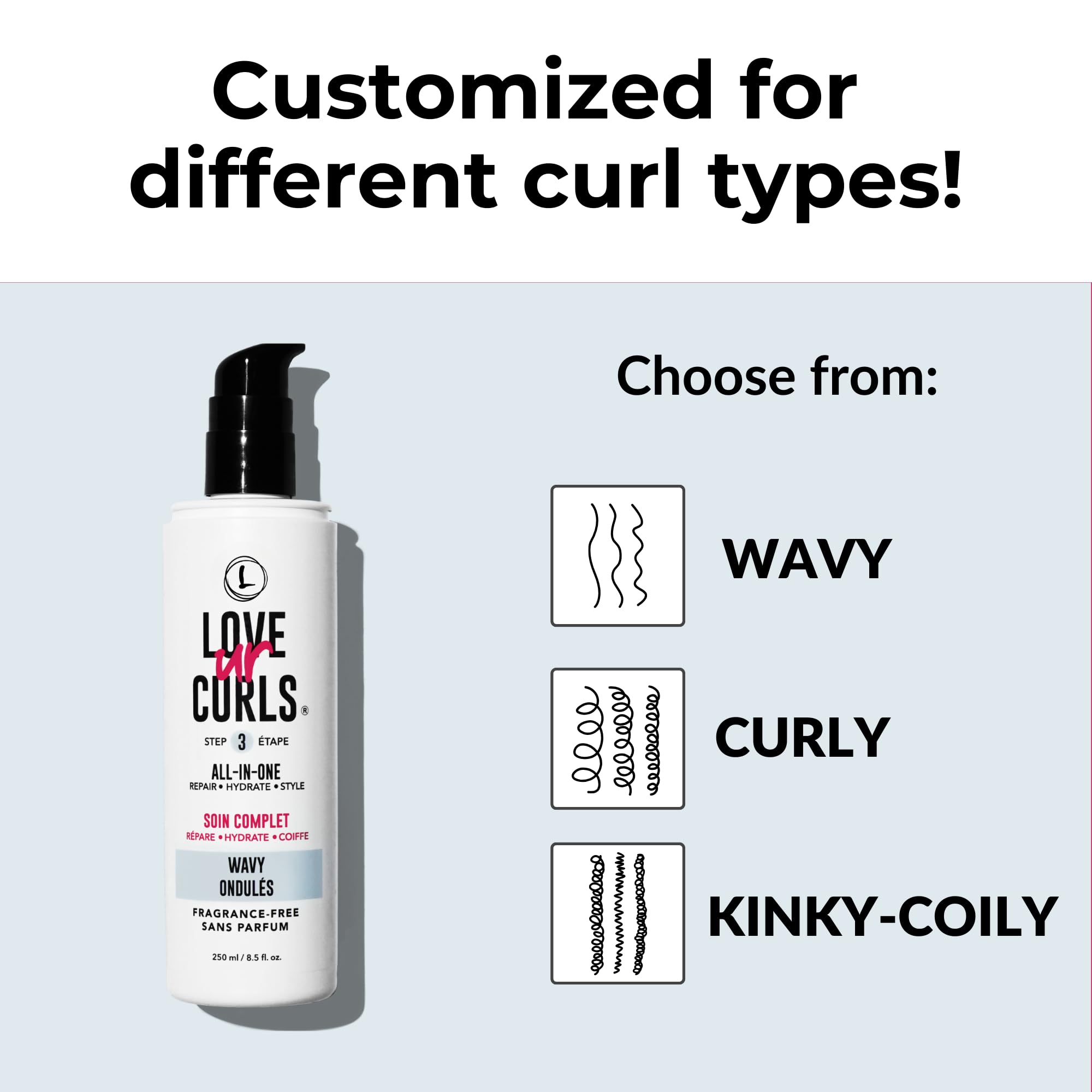 Love Ur Curls ingredient close-up shows shea butter and moringa oil enriching formula.