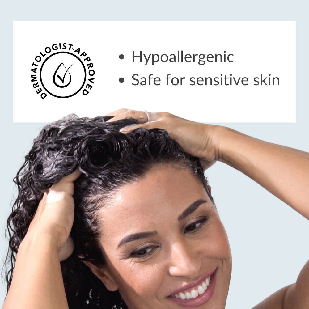 Love Ur Curls fragrance-free shampoo gluten-free label signals suitability for sensitive skin.