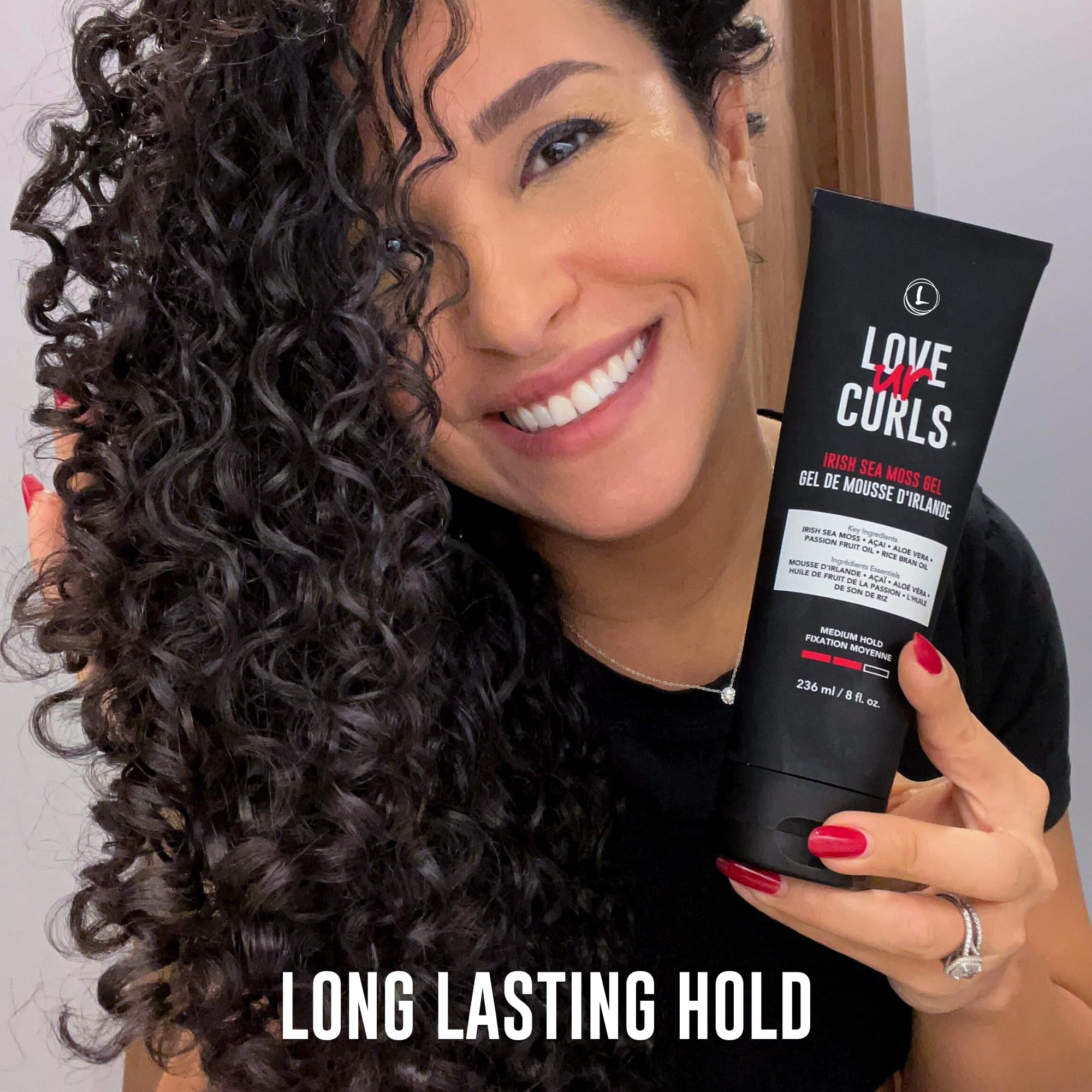 Love Ur Curls Irish Sea Moss Hair Gel on waves demonstrates enhanced curl definition.