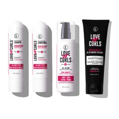 Love Ur Curls shampoo bottle demonstrates gentle cleansing for defined curls.