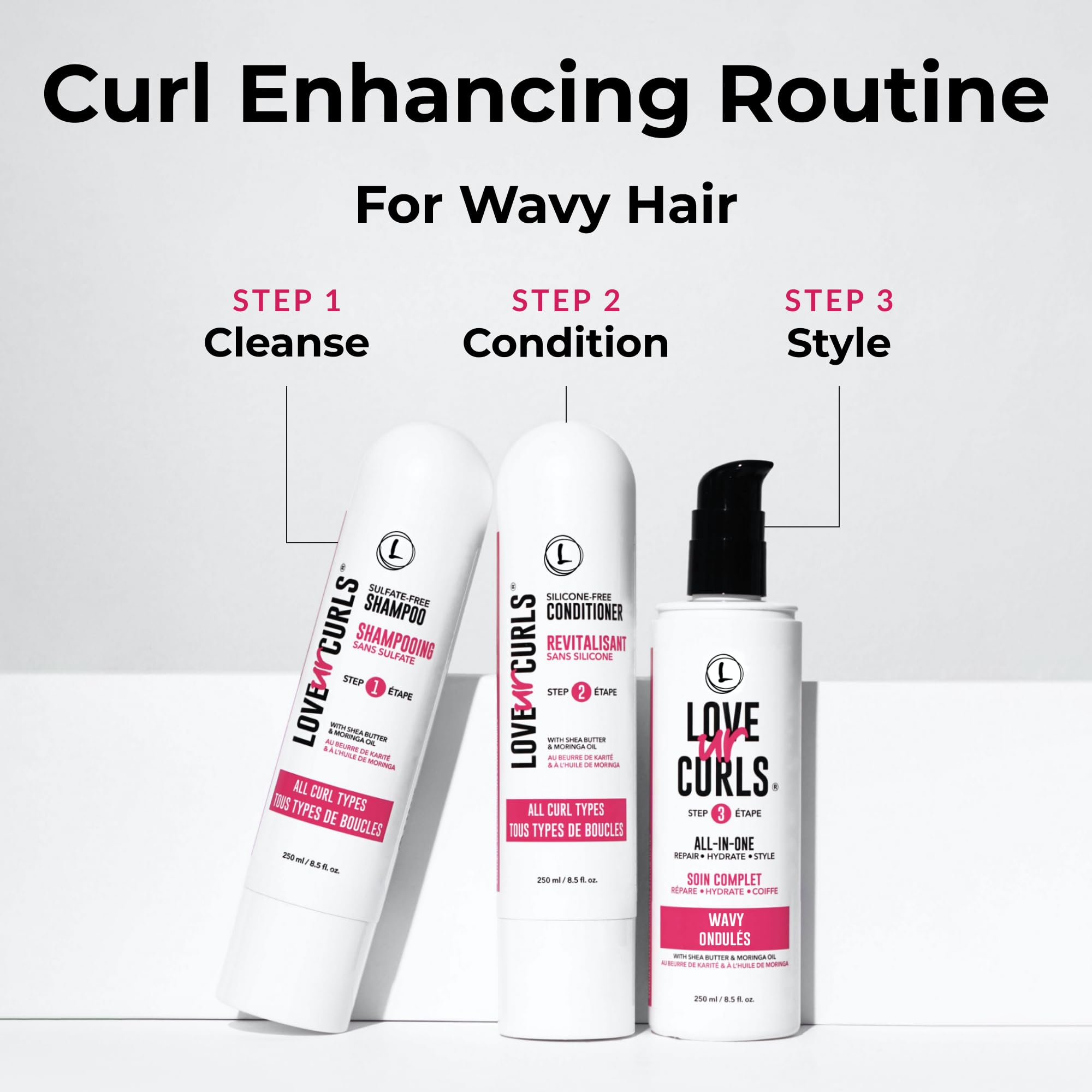 Love Ur Curls shampoo lather showcasing refreshing cleanse for beachy waves