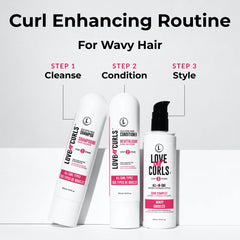 Love Ur Curls shampoo lather showcasing refreshing cleanse for beachy waves