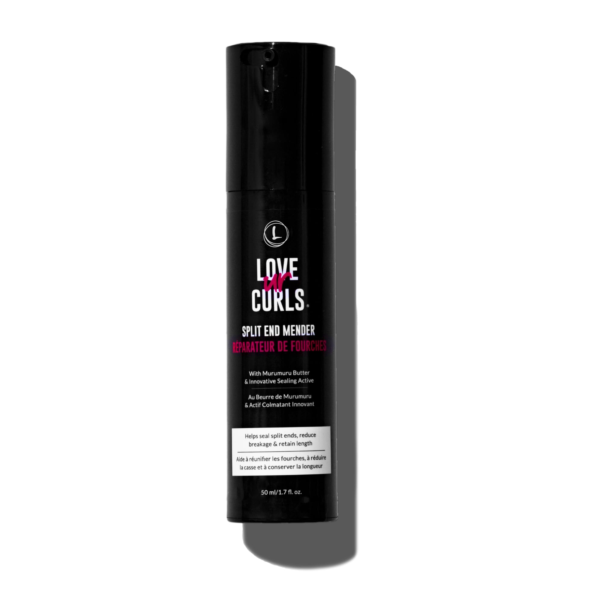 Love Ur Curls Split End Mender bottle pouring for easy application